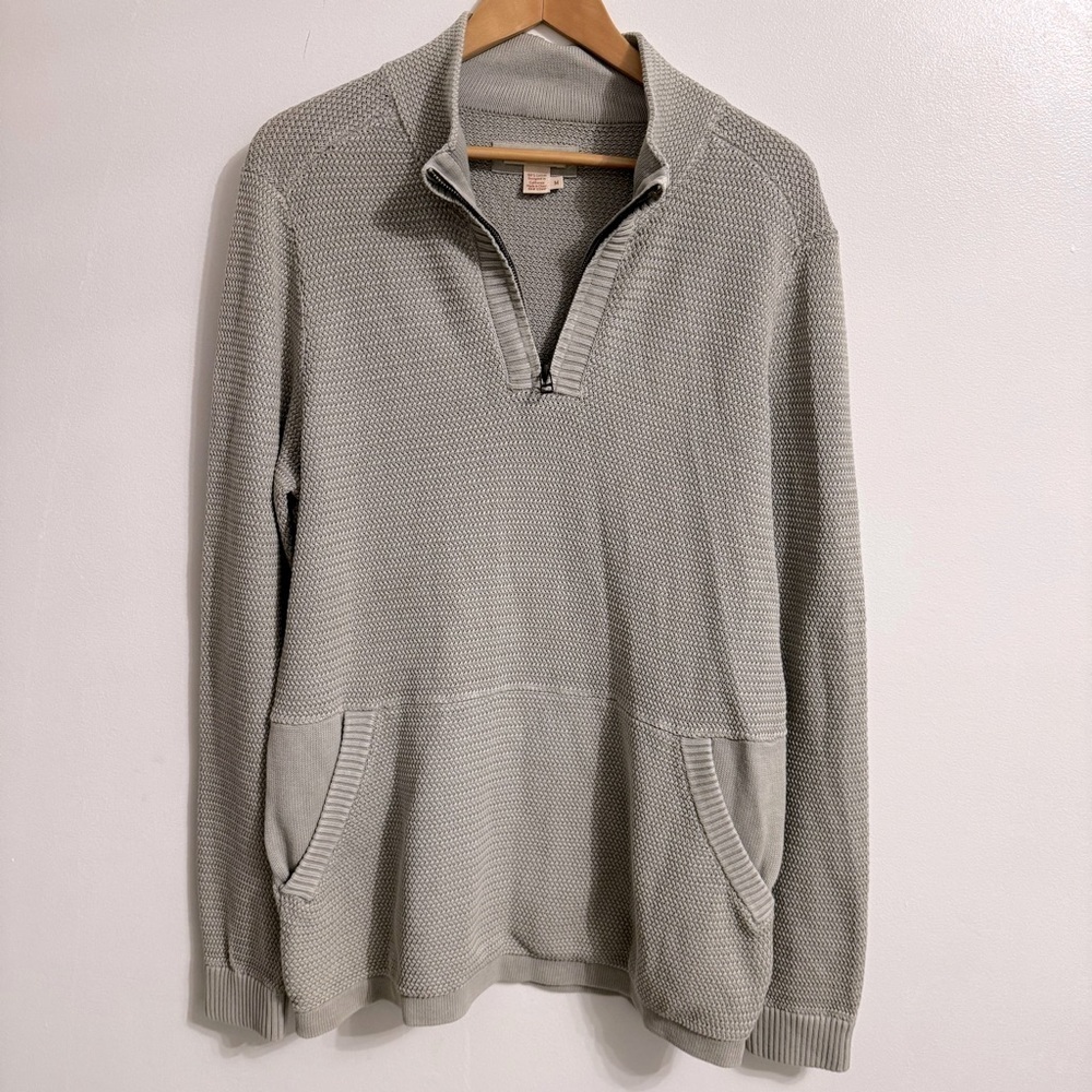 Carbon 2 Cobalt Gray/green Honeycomb Knit Quarter Zip Sweater Sz M
